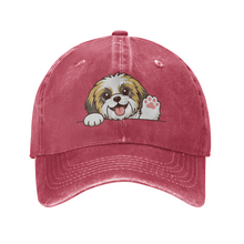 Load image into Gallery viewer, Personalized Shih Tzu Baseball Cap - Waving Shih Tzu Design - Match Your Dog's Coat Color-Hats &amp; Caps-Accessories,Baseball Caps,Dog Dad Gifts,Dog Mom Gifts,Shih Tzu-Wine-One Size-3
