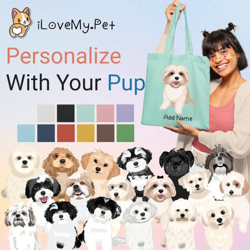 Personalized Shih Tzu Love Zippered Tote Bag-Accessories-Accessories, Bags, Dog Mom Gifts, Personalized, Shih Tzu-1