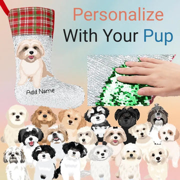 Personalized Shih Tzu Shiny Sequin Christmas Stocking 360x