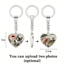 Load image into Gallery viewer, Personalized Siberian Husky Keychain – Heart Shaped – Double-Sided Glass-Key Chain-Accessories,Keychain,Upload Photo-2