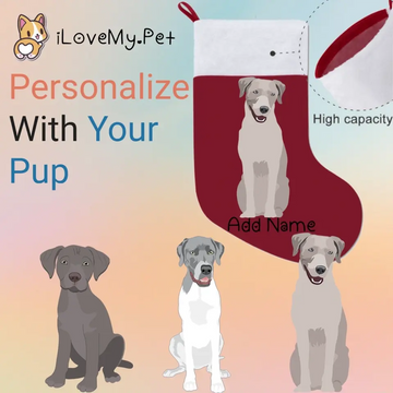 Personalized Silver Labrador Large Christmas Stocking 360x