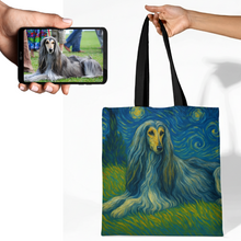 Load image into Gallery viewer, Personalized Starry Night Artwork Afghan Hound Canvas Tote Bags-Accessories-Accessories,Afghan Hound,Bags,Dog Mom Gifts,Personalize Artwork-1