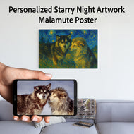 Personalized Starry Night Artwork Alaskan Malamute Pre-framed Canvas Poster-Home Decor-Alaskan Malamute,Dog Art,Dog Dad Gifts,Dog Memorial Gifts,Dog Mom Gifts,Home Decor,Personalize Artwork-1
