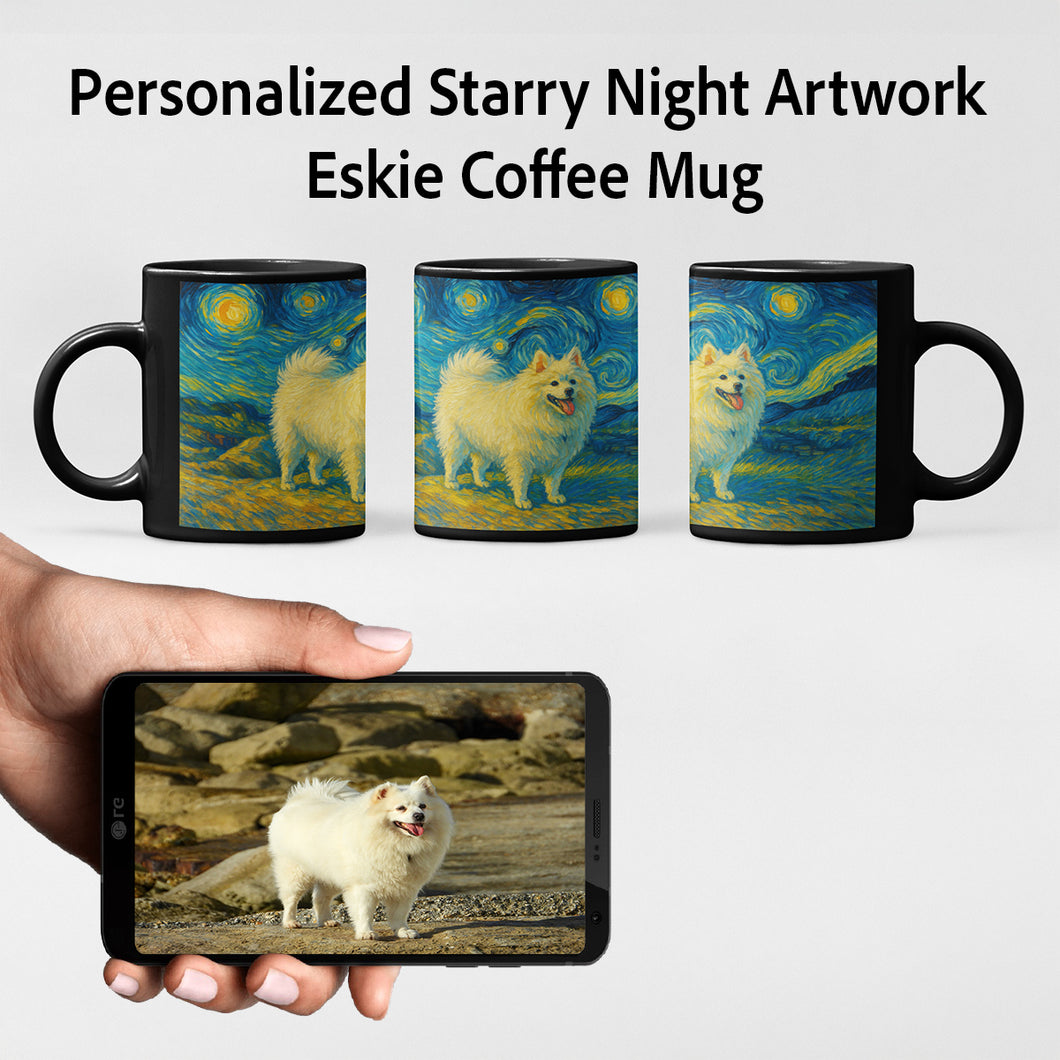 Personalized Starry Night Artwork American Eskimo Dog Coffee Mug-Mug-American Eskimo Dog,Dog Dad Gifts,Dog Memorial Gifts,Dog Mom Gifts,Mugs,Personalize Artwork-1