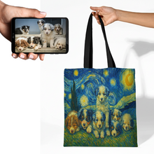 Load image into Gallery viewer, Personalized Starry Night Artwork Australian Shepherd Canvas Tote Bags-Accessories-Accessories,Bags,Dog Mom Gifts,Personalize Artwork-1