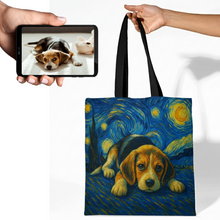 Load image into Gallery viewer, Personalized Starry Night Artwork Beagle Canvas Tote Bags-Accessories-Accessories,Bags,Beagle,Dog Mom Gifts,Personalize Artwork-1