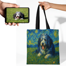 Load image into Gallery viewer, Personalized Starry Night Artwork Bearded Collie Canvas Tote Bags-Accessories-Accessories,Bags,Bearded Collie,Dog Mom Gifts,Personalize Artwork-1