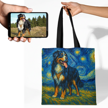 Load image into Gallery viewer, Personalized Starry Night Artwork Bernese Mountain Dog Canvas Tote Bags-Accessories-Accessories,Bags,Bernese Mountain Dog,Dog Mom Gifts,Personalize Artwork-1