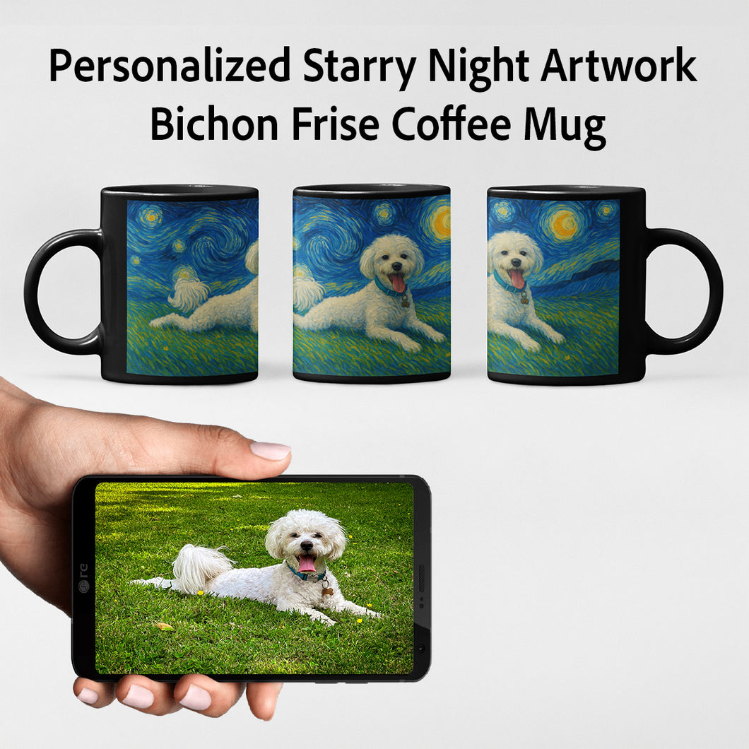 Personalized Starry Night Artwork Bichon Frise Coffee Mug-Mug-Bichon Frise,Dog Dad Gifts,Dog Memorial Gifts,Dog Mom Gifts,Mugs,Personalize Artwork-1