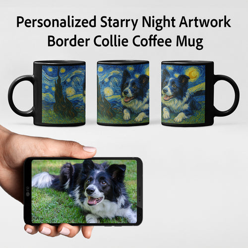 Personalized Starry Night Artwork Border Collie Coffee Mug-Mug-Border Collie,Dog Dad Gifts,Dog Memorial Gifts,Dog Mom Gifts,Mugs,Personalize Artwork-1
