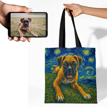 Load image into Gallery viewer, Personalized Starry Night Artwork Boxer Canvas Tote Bags-Accessories-Accessories,Bags,Boxer,Dog Mom Gifts,Personalize Artwork-1