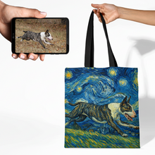 Load image into Gallery viewer, Personalized Starry Night Artwork Bull Terrier Canvas Tote Bags-Accessories-Accessories,Bags,Bull Terrier,Dog Mom Gifts,Personalize Artwork-1