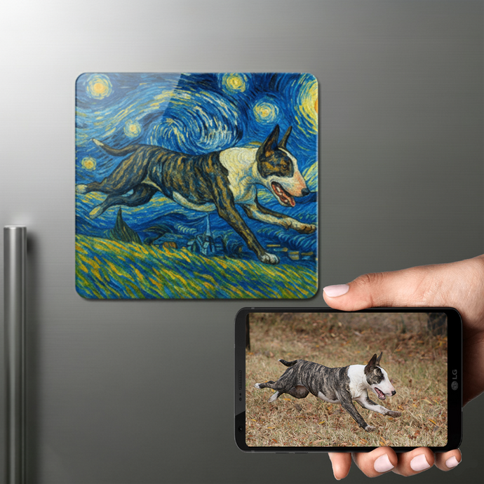 Personalized Starry Night Artwork — Bull Terrier Fridge Magnet-Home Decor-Bull Terrier,Dog Dad Gifts,Dog Memorial Gifts,Dog Mom Gifts,Home Decor,Personalize Artwork-1