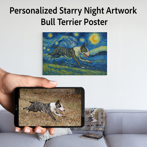 Personalized Starry Night Artwork Bull Terrier Pre-framed Canvas Poster-Home Decor-Bull Terrier,Dog Art,Dog Dad Gifts,Dog Memorial Gifts,Dog Mom Gifts,Home Decor,Personalize Artwork-1