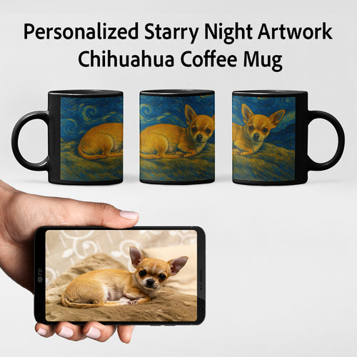 Personalized Starry Night Artwork Chihuahua Coffee Mug-Mug-Chihuahua,Dog Dad Gifts,Dog Memorial Gifts,Dog Mom Gifts,Mugs,Personalize Artwork-1