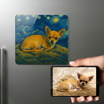 Personalized Starry Night Artwork Chihuahua Fridge Magnet 360x