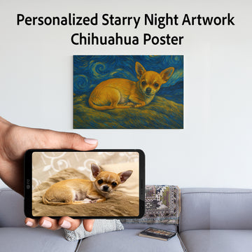 Personalized Starry Night Artwork Chihuahua Pre Framed Canvas Poster 360x