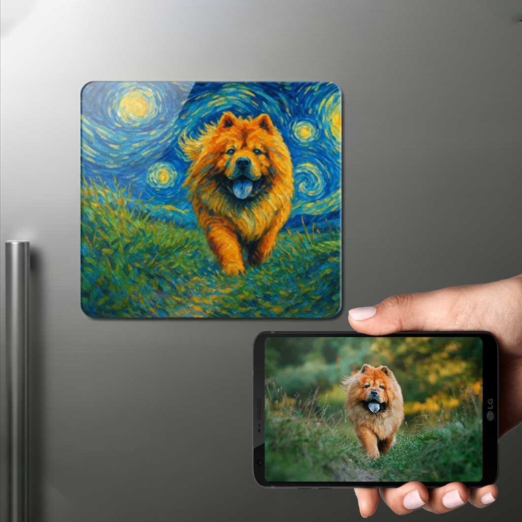 Personalized Starry Night Artwork — Chow Chow Fridge Magnet-Home Decor-Chow Chow,Dog Dad Gifts,Dog Memorial Gifts,Dog Mom Gifts,Home Decor,Personalize Artwork-1