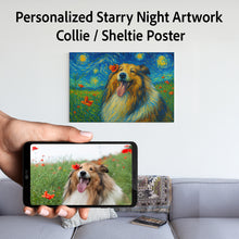 Load image into Gallery viewer, Personalized Starry Night Artwork Collie / Sheltie Pre-framed Canvas Poster-Home Decor-Dog Art,Dog Dad Gifts,Dog Memorial Gifts,Dog Mom Gifts,Home Decor,Personalize Artwork,Rough Collie,Shetland Sheepdog-Square - 8" x 8"-7
