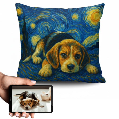 Personalized Starry Night Artwork Custom Beagle Pillowcase-Home Decor-Beagle,Dog Dad Gifts,Dog Memorial Gifts,Dog Mom Gifts,Home Decor,Personalize Artwork,Pillows-1
