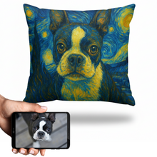 Load image into Gallery viewer, Personalized Starry Night Artwork Custom Boston Terrier Pillowcase-Home Decor-Boston Terrier,Dog Dad Gifts,Dog Memorial Gifts,Dog Mom Gifts,Home Decor,Personalize Artwork,Pillows-1