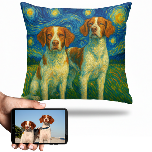 Personalized Starry Night Artwork Custom Brittany Spaniels Pillowcase-Home Decor-Brittany Spaniel,Dog Dad Gifts,Dog Memorial Gifts,Dog Mom Gifts,Home Decor,Personalize Artwork,Pillows-1