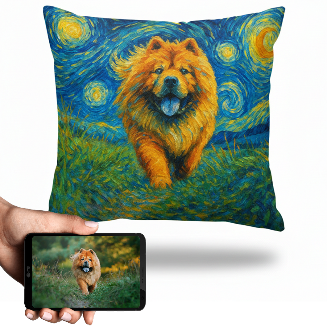 Personalized Starry Night Artwork Custom Chow Chow Pillowcase-Home Decor-Chow Chow,Dog Dad Gifts,Dog Memorial Gifts,Dog Mom Gifts,Home Decor,Personalize Artwork,Pillows-1
