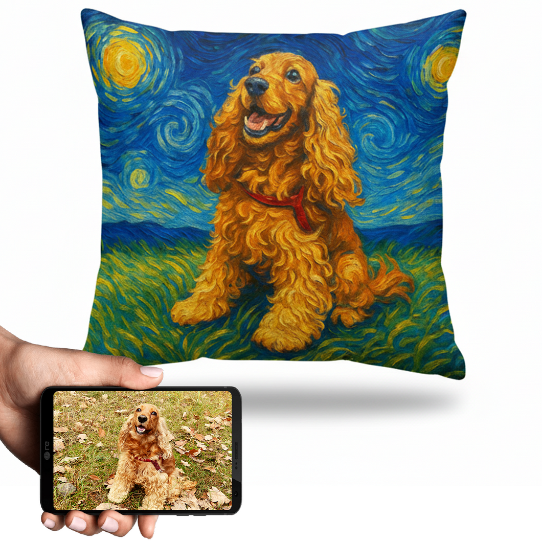Personalized Starry Night Artwork Custom Cocker Spaniel Pillowcase-Home Decor-Cocker Spaniel,Dog Dad Gifts,Dog Memorial Gifts,Dog Mom Gifts,Home Decor,Personalize Artwork,Pillows-1