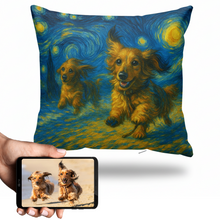 Load image into Gallery viewer, Personalized Starry Night Artwork Custom Dachshund Pillowcase-Home Decor-Dachshund,Dog Dad Gifts,Dog Memorial Gifts,Dog Mom Gifts,Home Decor,Personalize Artwork,Pillows-1