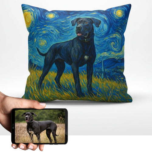 Personalized Starry Night Artwork Custom Great Dane Pillowcase-Home Decor-Dog Dad Gifts,Dog Memorial Gifts,Dog Mom Gifts,Great Dane,Home Decor,Personalize Artwork,Pillows-1