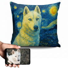Load image into Gallery viewer, Personalized Starry Night Artwork Custom Husky Pillowcase-Home Decor-Dog Dad Gifts,Dog Memorial Gifts,Dog Mom Gifts,Home Decor,Personalize Artwork,Pillows,Siberian Husky-1