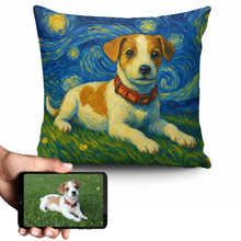 Load image into Gallery viewer, Personalized Starry Night Artwork Custom Jack Russell Terrier Pillowcase-Home Decor-Dog Dad Gifts,Dog Memorial Gifts,Dog Mom Gifts,Home Decor,Jack Russell Terrier,Personalize Artwork,Pillows-1