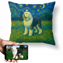 Load image into Gallery viewer, Personalized Starry Night Artwork Custom Old English Sheepdog Pillowcase-Home Decor-Dog Dad Gifts,Dog Memorial Gifts,Dog Mom Gifts,Home Decor,Old English Sheepdog,Personalize Artwork,Pillows-1