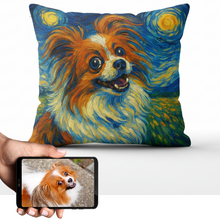 Load image into Gallery viewer, Personalized Starry Night Artwork Custom Papillon Pillowcase-Home Decor-Dog Dad Gifts,Dog Memorial Gifts,Dog Mom Gifts,Home Decor,Papillon,Personalize Artwork,Pillows-1