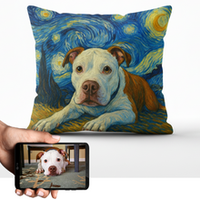 Load image into Gallery viewer, Personalized Starry Night Artwork Custom Pit Bull Pillowcase-Home Decor-Dog Dad Gifts,Dog Memorial Gifts,Dog Mom Gifts,Home Decor,Personalize Artwork,Pillows,Pit Bull-1