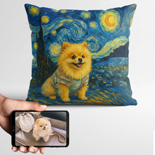 Load image into Gallery viewer, Personalized Starry Night Artwork Custom Pomeranian Pillowcase-Home Decor-Dog Dad Gifts,Dog Memorial Gifts,Dog Mom Gifts,Home Decor,Personalize Artwork,Pillows,Pomeranian-1