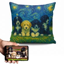 Load image into Gallery viewer, Personalized Starry Night Artwork Custom Portuguese Water Dog Pillowcase-Home Decor-Dog Dad Gifts,Dog Memorial Gifts,Dog Mom Gifts,Home Decor,Personalize Artwork,Pillows,Portuguese Water Dog-1
