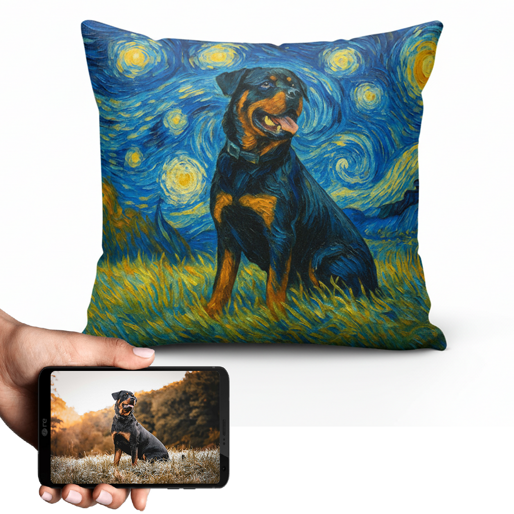 Personalized Starry Night Artwork Custom Rottweiler Pillowcase-Home Decor-Dog Dad Gifts,Dog Memorial Gifts,Dog Mom Gifts,Home Decor,Personalize Artwork,Pillows,Rottweiler-1