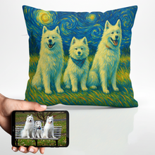 Load image into Gallery viewer, Personalized Starry Night Artwork Custom Samoyed Pillowcase-Home Decor-Dog Dad Gifts,Dog Memorial Gifts,Dog Mom Gifts,Home Decor,Personalize Artwork,Pillows,Samoyed-1