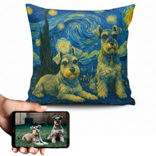 Load image into Gallery viewer, Personalized Starry Night Artwork Custom Schnauzer Pillowcase-Home Decor-Dog Dad Gifts,Dog Memorial Gifts,Dog Mom Gifts,Home Decor,Personalize Artwork,Pillows,Schnauzer-1