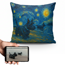 Load image into Gallery viewer, Personalized Starry Night Artwork Custom Scottish Terrier Pillowcase-Home Decor-Dog Dad Gifts,Dog Memorial Gifts,Dog Mom Gifts,Home Decor,Personalize Artwork,Pillows,Scottish Terrier-1