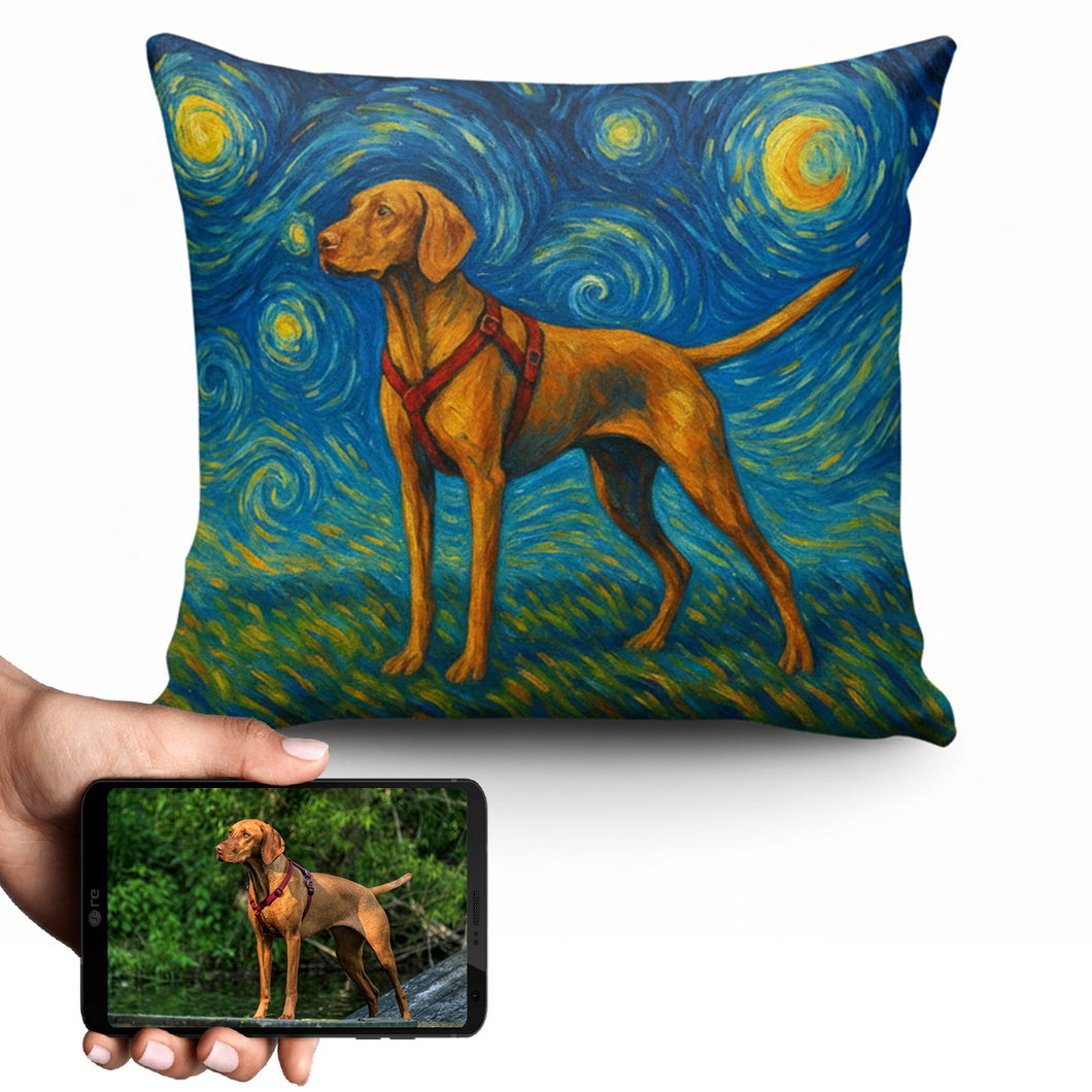Personalized Starry Night Artwork Custom Vizsla Pillowcase-Home Decor-Dog Dad Gifts,Dog Memorial Gifts,Dog Mom Gifts,Home Decor,Personalize Artwork,Pillows,Vizsla-1