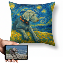 Load image into Gallery viewer, Personalized Starry Night Artwork Custom Weimaraner Pillowcase-Home Decor-Dog Dad Gifts,Dog Memorial Gifts,Dog Mom Gifts,Home Decor,Personalize Artwork,Pillows,Weimaraner-1