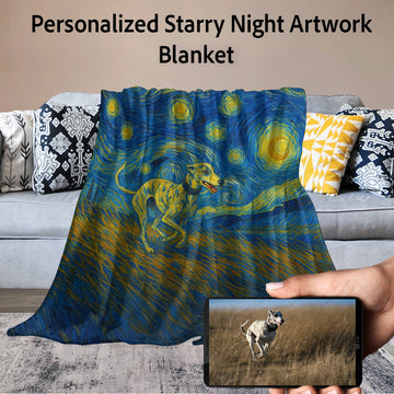 Personalized Starry Night Artwork Custom Whippet Blanket 360x