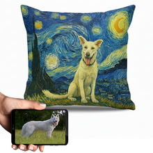 Load image into Gallery viewer, Personalized Starry Night Artwork Custom White Swiss Shepherd Pillowcase-Home Decor-Dog Dad Gifts,Dog Memorial Gifts,Dog Mom Gifts,Home Decor,Personalize Artwork,Pillows,White Swiss Shepherd-1