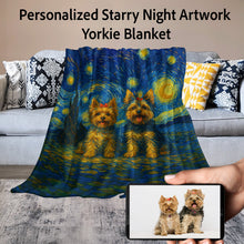 Load image into Gallery viewer, Personalized Starry Night Artwork Custom Yorkie Blanket-Blanket-Blankets,Dog Dad Gifts,Dog Memorial Gifts,Dog Mom Gifts,Home Decor,Personalize Artwork,Yorkshire Terrier-11