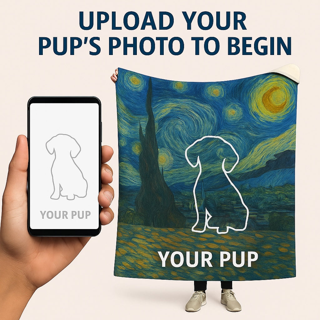 Personalized Starry Night Artwork Custom Dog Blanket-Personalized Dog Gifts-Blankets,Dog Dad Gifts,Dog Memorial Gifts,Dog Mom Gifts,Home Decor,Personalize Artwork,Personalized-Single-8