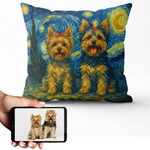 Load image into Gallery viewer, Personalized Starry Night Artwork Custom Yorkshire Terrier Pillowcase-Home Decor-Dog Dad Gifts,Dog Memorial Gifts,Dog Mom Gifts,Home Decor,Personalize Artwork,Pillows,Yorkshire Terrier-1