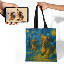 Load image into Gallery viewer, Personalized Starry Night Artwork Dachshund Canvas Tote Bags-Accessories-Accessories,Bags,Dachshund,Dog Mom Gifts,Personalize Artwork-1