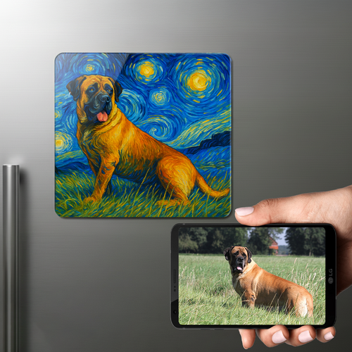 Personalized Starry Night Artwork — English Mastiff Fridge Magnet-Home Decor-Dog Dad Gifts,Dog Memorial Gifts,Dog Mom Gifts,English Mastiff,Home Decor,Personalize Artwork-1